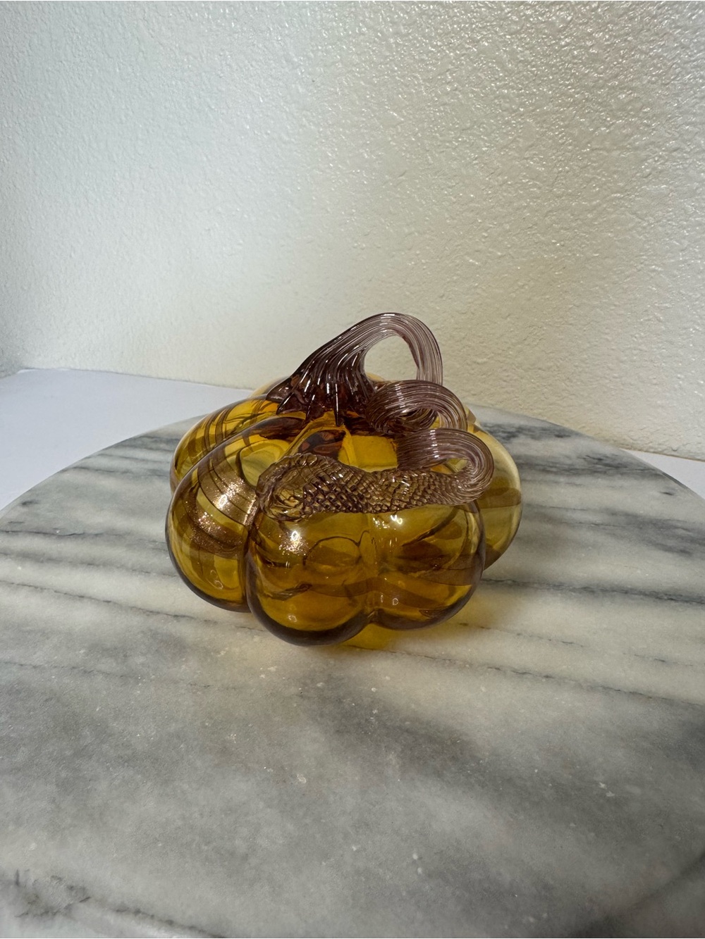 Amber Glass Pumpkin Accent - Home Accents